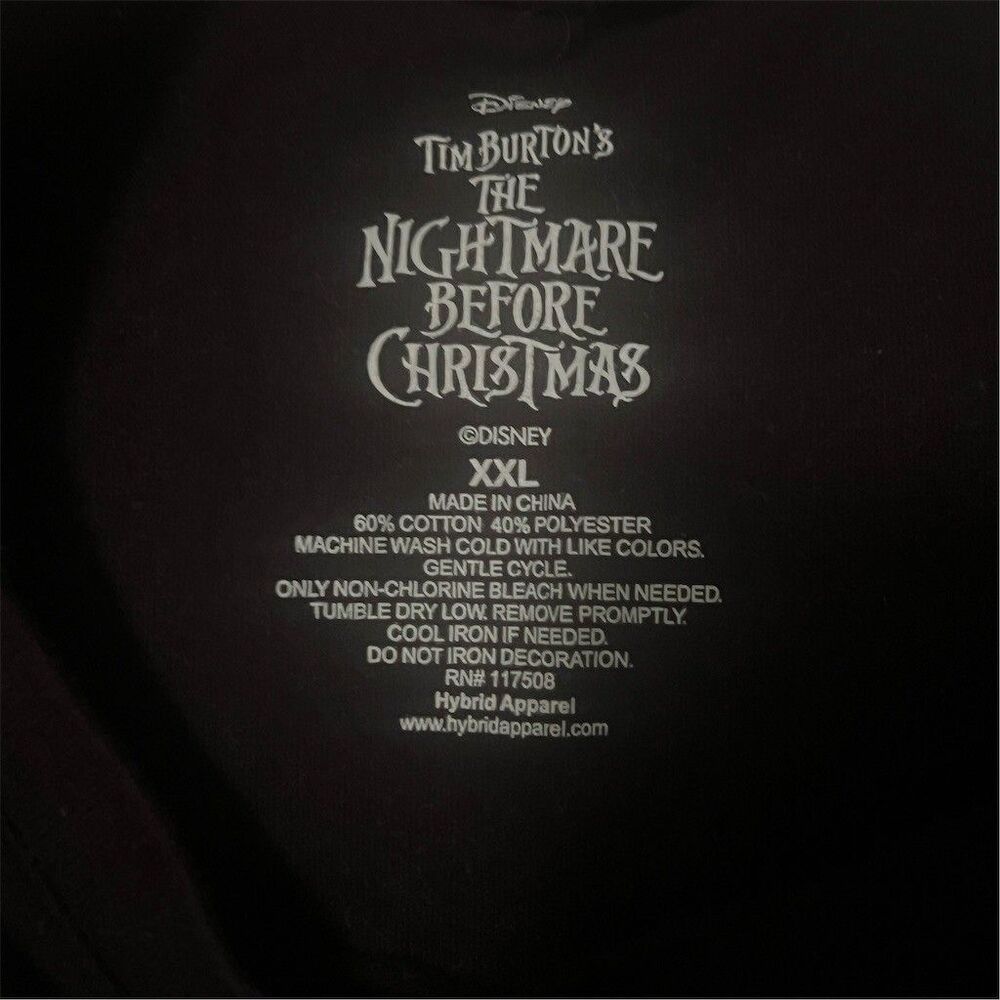 Disney Nightmare Before Christmas Jack Skellington Graphic T-Shirt Black XXL - Picture 4 of 4